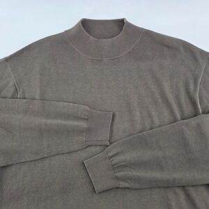 Pronto‎ Uomo Sweater Mens Large Green Silk Blend Long Sleeve Mock Neck Pullover